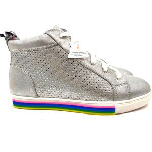 Wondernation Hightop Silver Rainbow Sneakers - NEW